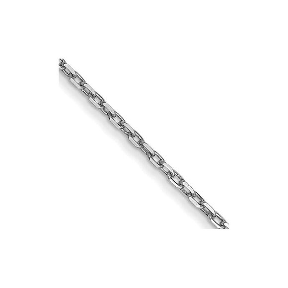 14k White Gold 20in .8mm Diamond-cut Cable Spring Ring Clasp Chain